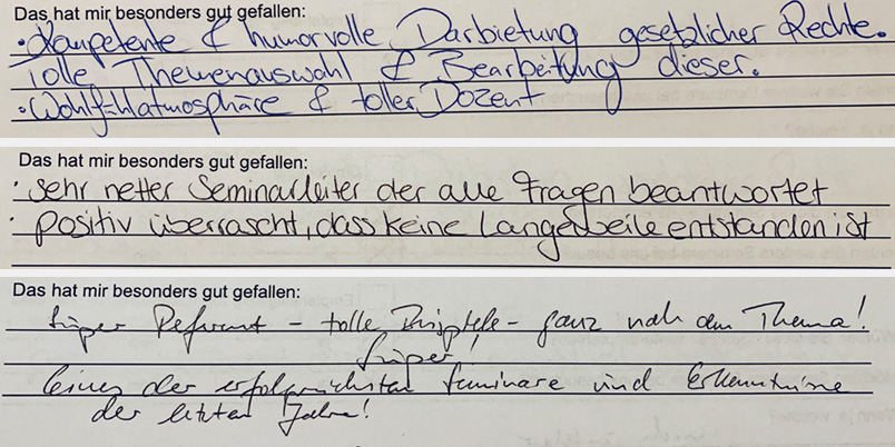 Feedback zu Schulungen